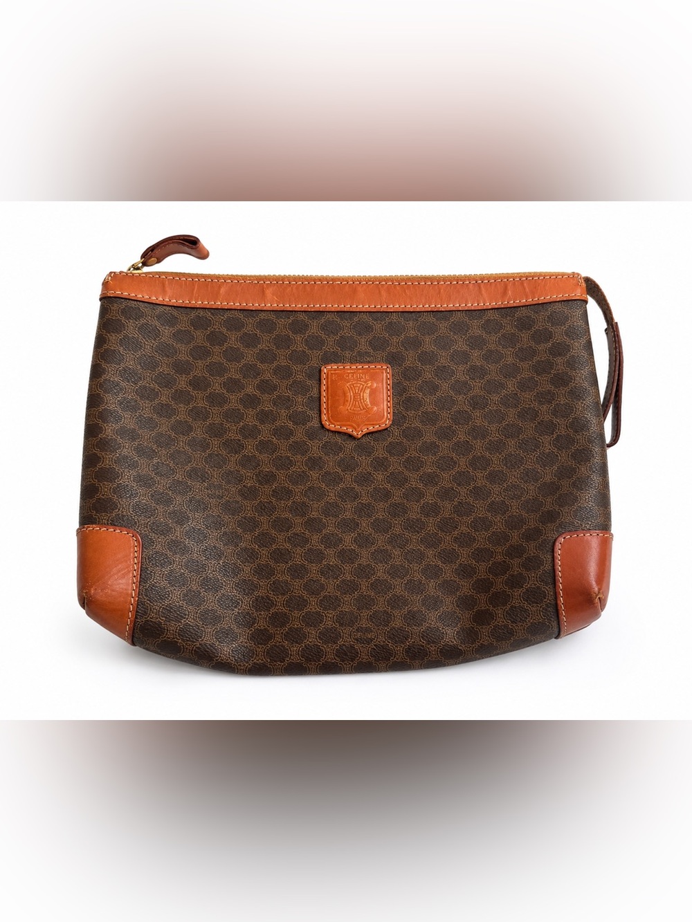 Celine Vintage Clutch Macadam Triomphe Coated Canvas Clutch Wristlet